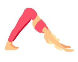 formazione pilates yoga posa. bionda sport coda di cavallo capelli femmina, signora, donna, ragazza. meditazione, mentale Salute, fitness, palestra. vettore illustrazione nel cartone animato piatto stile isolato su bianca sfondo.