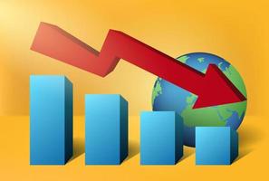 mondo recessione e globale economico recessione illustrazione con discendente tavolo e terra design vettore