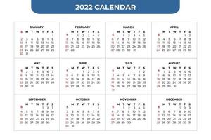 Modello di calendario 2022 vettore