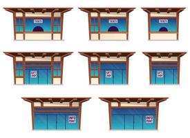 Biglietti negozio e regalo negozio edificio nel cartone animato stile vettore illustrazione isolato su bianca