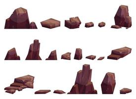 cartone animato pietre collezione isolato su bianca. pezzi di montagna roccia e deserto pietre vettore illustrazione