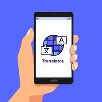 utilizzando l'app di traduzione in lingua vettore