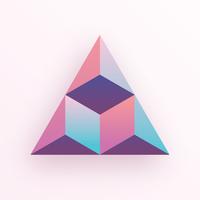 Cubo esagonale del triangolo geometrico 3D di pendenze colorate pastello