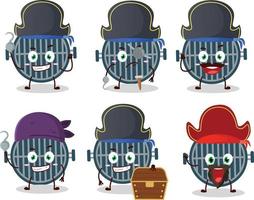 cartone animato personaggio di griglia con vario pirati emoticon vettore