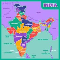 colorato India carta geografica con lineamenti vettore