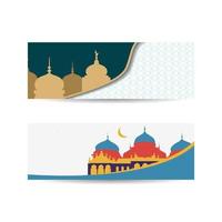 bellissimo sfondo di saluto islamico con silhouette moschea. mese di ramadan. banner di sfondo islamico vettore