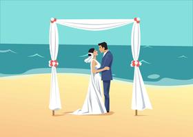 Illustrazione vettoriale di matrimonio spiaggia