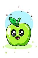 un piccolo disegno a mano di mela verde carino vettore