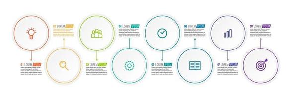 elementi di design infografico per dati aziendali con 8 processi vettore