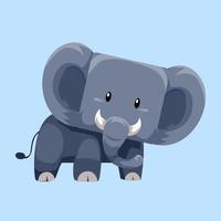carino cartone animato elefante nel isolato blu sfondo vettore illustrazione icona