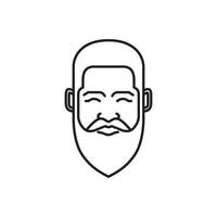 viso vecchio uomo barbuto testa moda acconciatura freddo linea minimo arrotondato logo design vettore