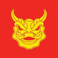cultura Festival Cina tradizionale Leone danza testa cornuto colorato astratto portafortuna logo design vettore