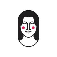 bellezza viso donne femmina il più lungo capelli asiatico Sorridi portafortuna distintivo arrotondato logo design design vettore