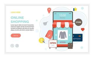 disegno vettoriale di shopping online, sito web