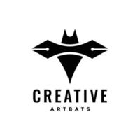 animale notte notturno pipistrello creativo idea matita a sfera moderno logo design vettore