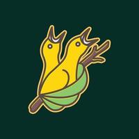 poco uccello annidato più economico nido ramo ramoscello in attesa cibo colorato etichetta moderno logo design vettore