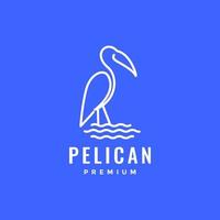 uccello natura pellicano guardare pesce lago acqua linea minimo moderno logo design vettore