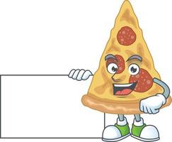 cartone animato personaggio di fetta di Pizza vettore