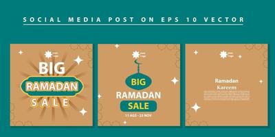 impostato di piazza sociale media inviare, manifesto, storie modello mega vendita promozione con moderno lanterna oro design. iftar significare è Ramadan. sociale media modello con moderno islamico sfondo design vettore