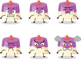 torta cartone animato personaggio con vario arrabbiato espressioni vettore