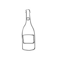 chiuso Champagne bottiglia con no testo etichetta - mano disegnato scarabocchio. Champagne vettore schizzo