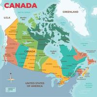 dettagliato Canada carta geografica stati e unione territori vettore