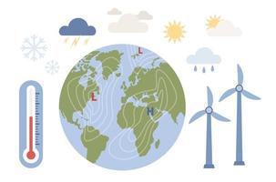 meteorologia scienza impostato icona. tempo metereologico e clima condizione. mondo meteorologico giorno. vettore piatto illustrazione