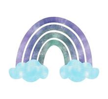 acquerello colorato arcobaleno con nuvole vettore