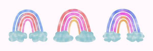 acquerello arcobaleno, boho arcobaleno, boho disegno, pastello colore, naturale toni clip arte arcobaleno, vettore