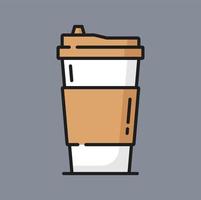 carta caffè tazza con coperchio isolato magro linea icona vettore