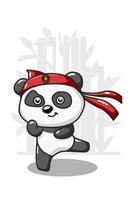 un panda che pratica il vettore del disegno della mano dell'illustrazione del karate