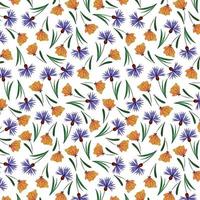 acquerello modello di fiori selvatici arancia e viola vettore