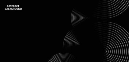 astratto raggiante cerchio Linee su buio sfondo. futuristico tecnologia concetto. orizzontale bandiera modello. completo da uomo per manifesto, coperchio, striscione, opuscolo, sito web vettore