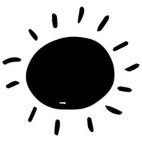 scarabocchio il sole con raggi è nero vettore