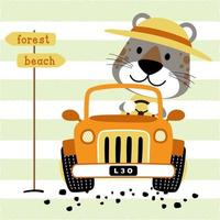 vettore cartone animato di divertente leopardo guida auto