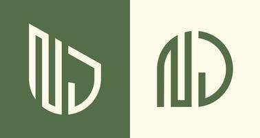 creativo semplice iniziale lettere nj logo disegni fascio. vettore