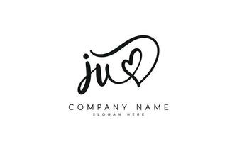 grafia firma stile lettera ju logo design nel bianca sfondo. professionista vettore. vettore