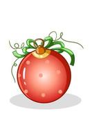 una palla di Natale rossa a pois con illustrazione di nastro verde vettore