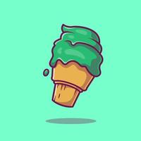 carino ghiaccio crema matcha cartone animato vettore icona illustrazione. cibo dolce icona concetto isolato premio vettore. piatto cartone animato stile