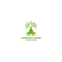 yoga albero radici logo design vettore