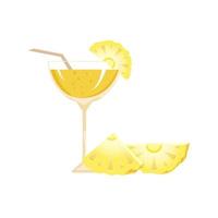 tropicale cocktail con ananas pezzi vettore