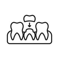dentale corona linea icona. orale cura. dente medico corona lineare pittogramma. denti protezione impiantare. dentale trattamento cartello. odontoiatria schema simbolo. modificabile ictus. isolato vettore illustrazione.