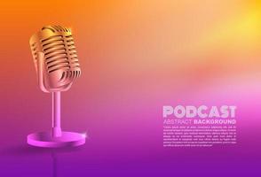 microfono su pendenza sfondo, emittente o podcasting bandiera vettore