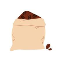 Borsa con caffè fagioli nel piatto stile. vettore illustrazione. isolato pacchetto con caffè nel mano disegnato stile.