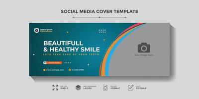dentista e dentale sociale media bandiera o medico assistenza sanitaria sociale media copertina modello vettore