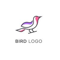 minimalista monoline linea arte uccello logo design vettore, vettore linea arte di astratto colorato colibrì, schema uccello logo design