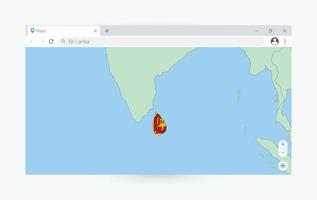 del browser finestra con carta geografica di sri lanka, ricerca sri lanka nel Internet. vettore