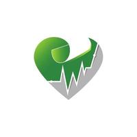 cuore Vota. verde e grigio colori. singolo battito cardiaco, cardiogramma. bellissimo assistenza sanitaria, medico sfondo. vettore