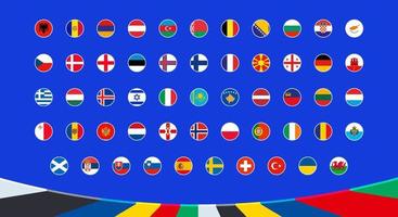 bandiere di qualificazione europeo calcio torneo 2024 partecipanti siamo elencati in ordine alfabetico. vettore