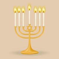 menorah per Sette candele. oro ganukkah menorah per Sette candele. vettore illustrazione.